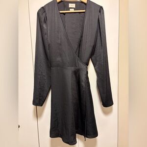 Wilfred Black Long-Sleeve Wrap-Style Dress
